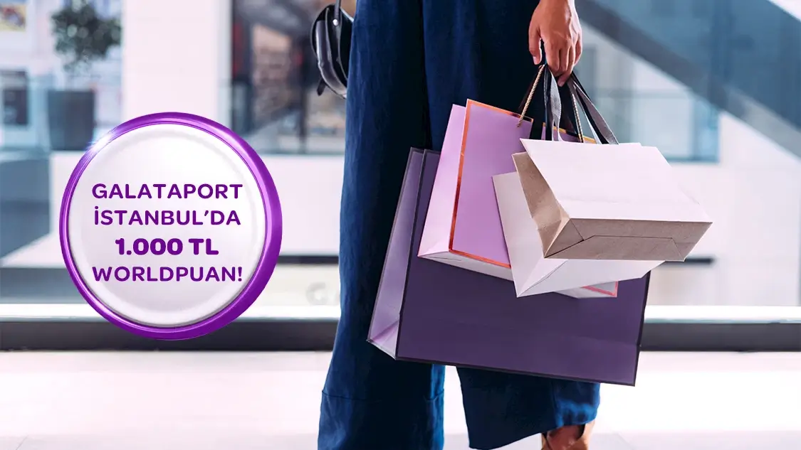 Galataport İstanbul’dan kampanya süreci boyunca yapılacak peşin veya taksitli toplamda 10.000 TL ve üzeri alışverişe 1.000 TL Worldpuan kazanma fırsatını kaçırmayın!