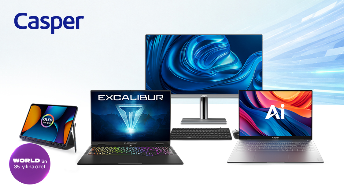 Casper.com.tr’de 35.000 TL ve üzeri alışverişlere 3.500 TL, 50.000 TL ve üzeri alışverişlere 5.000 TL, World’ün 35. yılına özel ek 35 TL, toplamda 5.035 TL'ye varan Worldpuan!