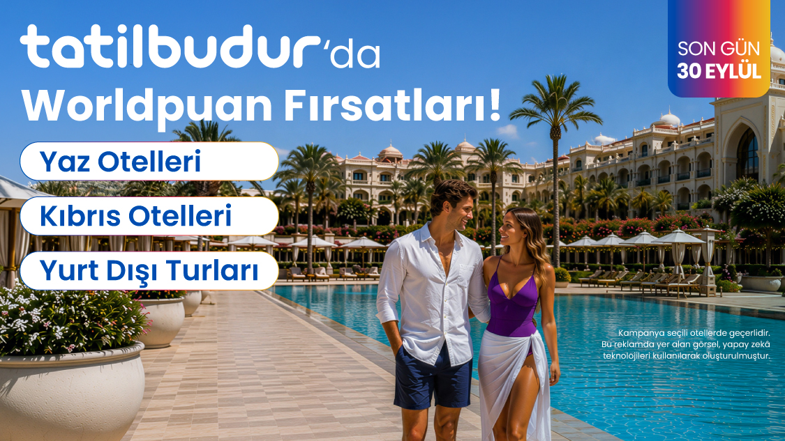 1-30 Eylül 2026 tarihleri arasında Tatilbudur.com, TatilBudur mobil uygulaması ,TatilBudur çağrı merkezi ve acenteler üzerinden  tek seferde yapılacak peşin, 3 taksitli veya 6 taksitli alışverişlerde seçili yurt içi ve Kuzey Kıbrıs otel, yurt dışı tur rezervasyonlarında geçerli; 45.000 TL-69.999 TL arası harcamaya 2.500 TL, 70.000 TL - 119.999 TL arası harcamaya 5.000 TL, 120.000 TL ve üzeri harcamaya 7.500 TL Worldpuan!