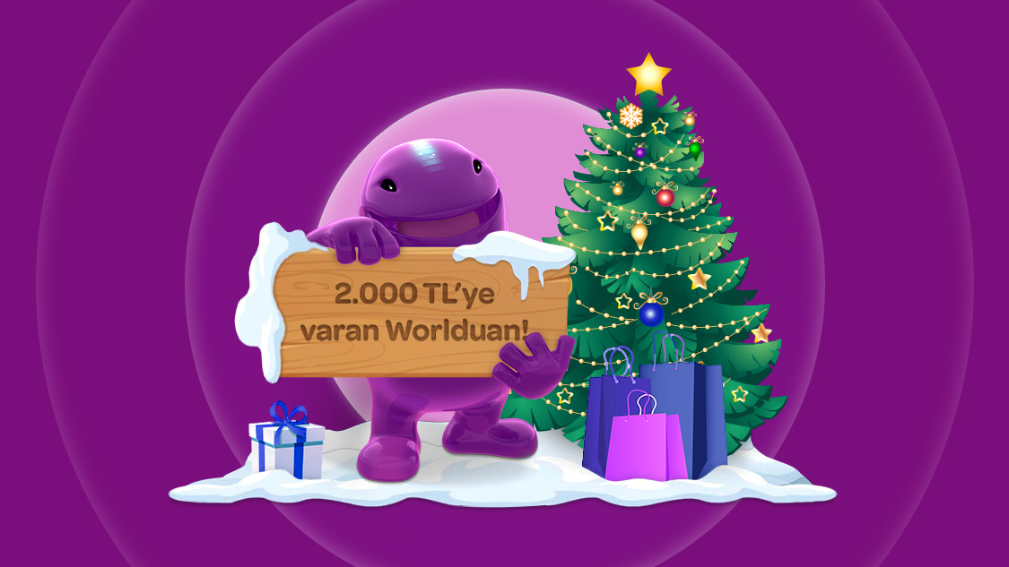 1-31 Aralık tarihleri arasında gıda, giyim, kozmetik sektörlerinden ve Amazon.com.tr, Dolap.com, Hepsiburada, n11, Idefix, Pazarama, PttAVM, Trendyol , TrendyolMilla web site ve mobil uygulamalarından yapacağınız her 2.500 TL ve üzeri alışverişe 150 TL, Pay ile ek 50 TL, toplamda 2.000 TL'ye varan Worldpuan!