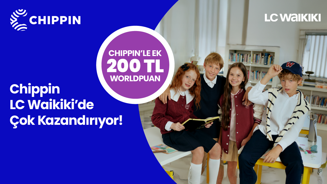 World’e özel LC Waikiki’den tek seferde yapılacak 1.500 TL ve üzeri alışverişe 200 TL, 3.000 TL ve üzeri alışverişe 400 TL değerinde Worldpuan! Üstelik Chippin uygulaması üzerinden LC Waikiki mağazalarından yapacağınız 1.500 TL ve üzeri alışverişe ek 100 TL, 3.000 TL ve üzeri alışverişe ek 200 TL değerinde Worldpuan!