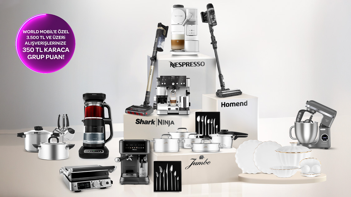 World Mobil’e özel Karaca Home–Karaca Züccaciye- Jumbo – Emsan – Pera Bulvarı -  Homend-Kaşmir Halı - Cookplus Mağazalarında 350 TL Karaca Grup Puan fırsatını kaçırmayın! 