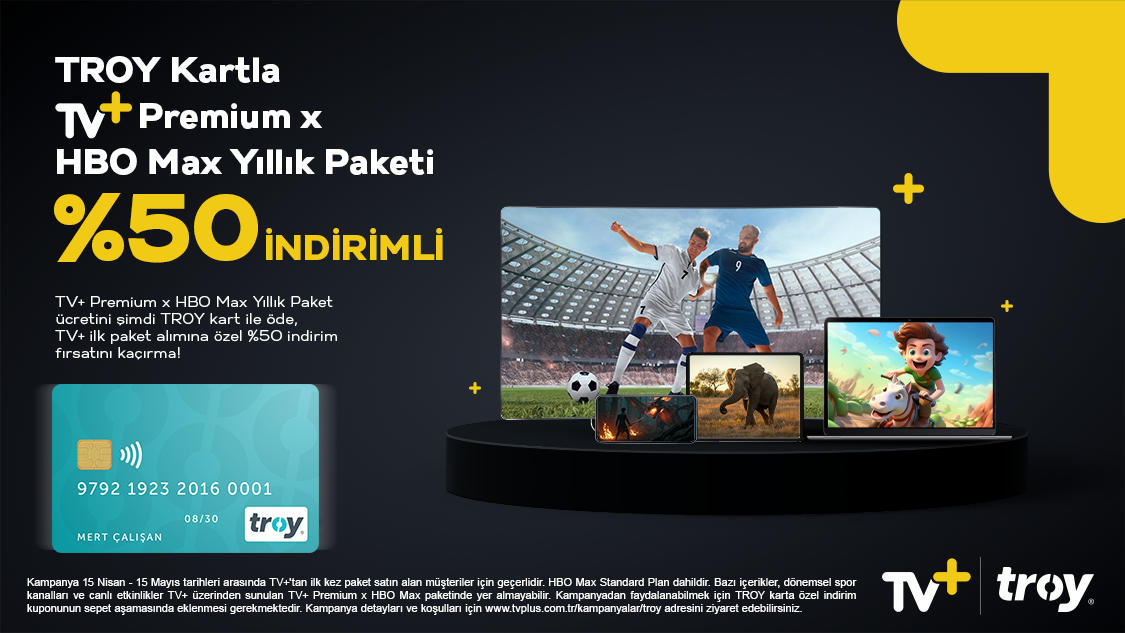 TV+ Premium x HBO Max Yıllık Paket ücretini şimdi öde, TV+ ilk paket alımına özel %50 indirim fırsatını kaçırma!