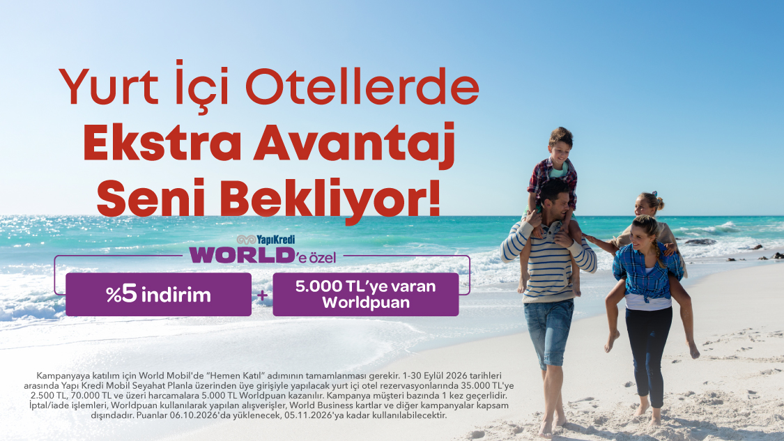 35.000 TL - 69.999 TL arası harcamaya 2.500 TL, 70.000 TL ve üzeri harcamaya 5.000 TL değerinde Worldpuan!