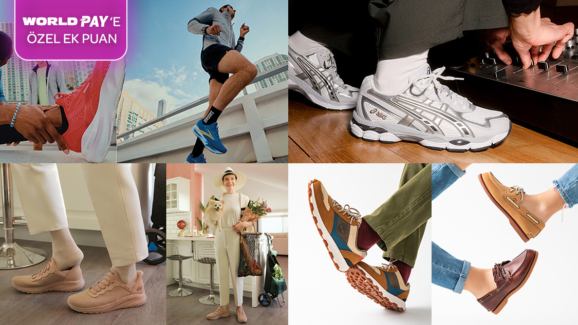Asics, Skechers, Klaud ve Brooks’tan tek seferde yapılacak 5.000 TL ve üzeri alışverişe 500 TL, World Pay ile yapılacak ödemelerde ek 250 TL, toplamda 750 TL’ye varan Worldpuan!