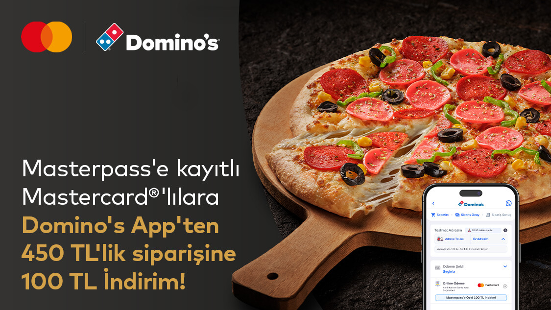 17 Kasım – 17 Aralık 2025 tarihleri arasında Masterpass’e kayıtlı Mastercard logolu Yapı Kredi banka kartı, ön ödemeli kart ve kredi kartı sahiplerine özel Eve Servis ve Beklemeden Gel Al kanalından verilecek 450 TL ve üzeri siparişlerde 100 TL indirim fırsatı!
