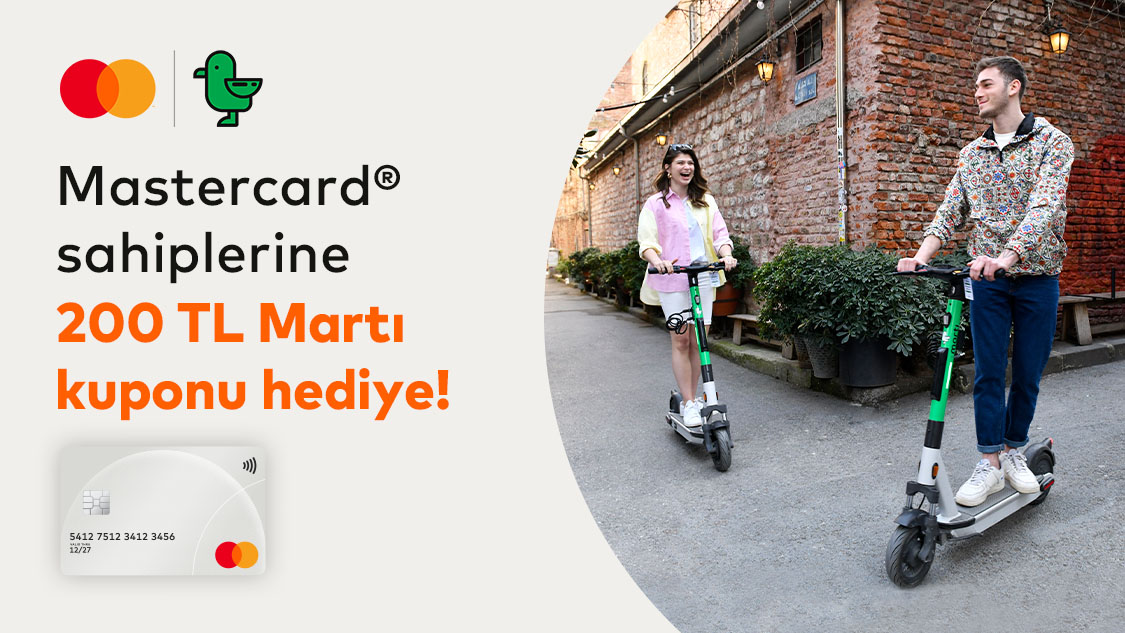 Masterpass’a kayıtlı Mastercard logolu Yapı Kredi banka kartı, ön ödemeli kart ve kredi kartı sahiplerine özel masterpassplus.com web sitesi üzerinden alınacak kupon kodu ile Martı uygulamasında geçerli 200 TL Martı kuponu hediye!
