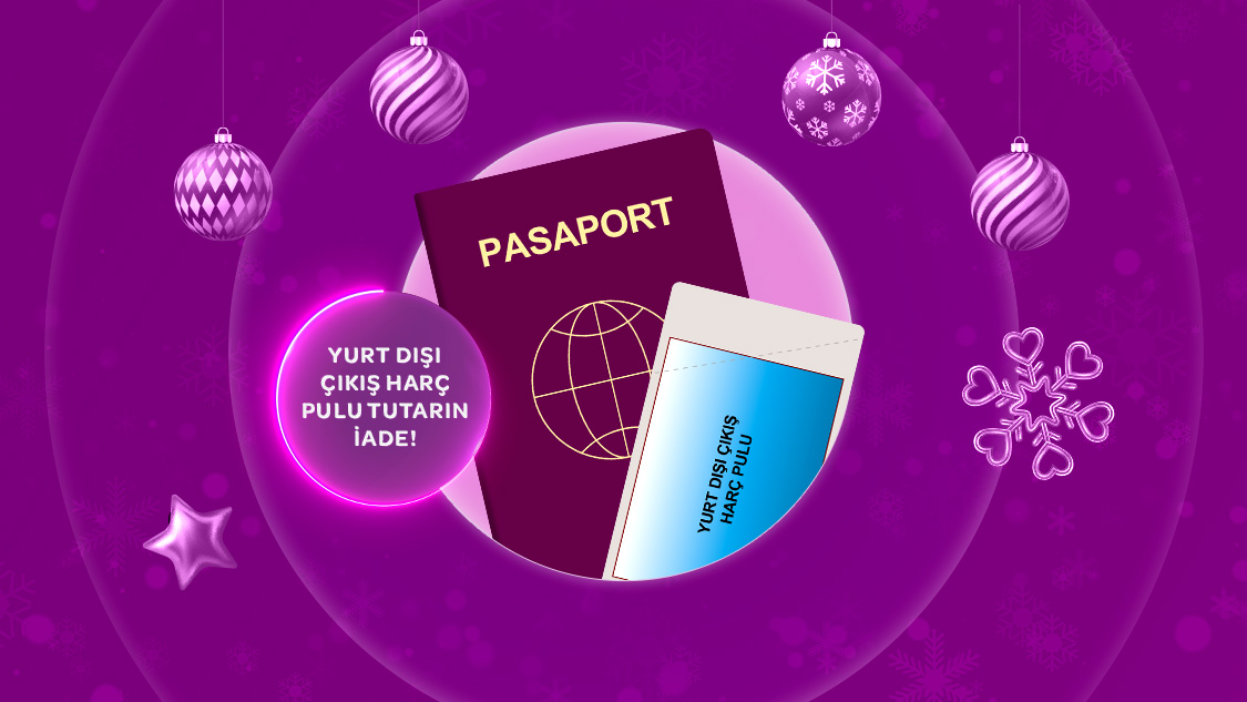 15 Aralık 2025 - 14 Ocak 2026 tarihleri arasında Yapı Kredi Mobil üzerinden kredi kartlarıyla veya TLcard’larıyla Yurt Dışı Çıkış Harç Pulu ödemesi yapan müşterilerin, takip eden 15 gün boyunca yurt dışı fiziki poslardan toplamda yapacağı 30.000 TL ve üzeri harcamalarında 1.000 TL indirim!