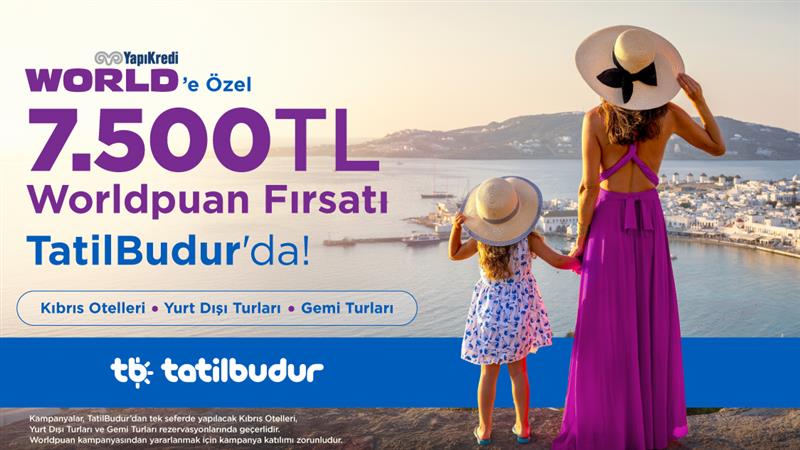 1-30 Eylül 2025 tarihleri arasında Tatilbudur.com, TatilBudur mobil uygulaması ,TatilBudur çağrı merkezi ve acenteler üzerinden  tek seferde yapılacak peşin, 3 taksitli veya 6 taksitli alışverişlerde seçili yurt dışı otel, Kıbrıs otel, yurt dışı tur ve gemi turu rezervasyonlarında geçerli; 45.000 TL-69.999 TL arası harcamaya 2.500 TL, 70.000 TL - 119.999 TL arası harcamaya 5.000 TL, 120.000 TL ve üzeri harcamaya 7.500 TL Worldpuan!