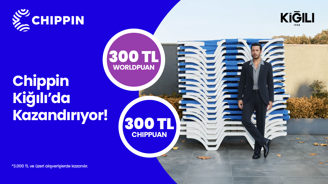 4-31 Aralık tarihleri arasında 3.000 TL ve üzeri Kiğılı alışverişinizde 300 TL Worldpuan ve Chippin’le yapılacak ödemelerde ise 300 TL ChipPuan fırsatını kaçırmayın!
