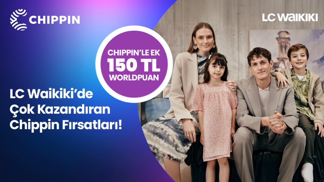 World’e özel LC Waikiki mağazalarından tek seferde yapılacak 1.250 TL ve üzeri alışverişe 250 TL, 2.500 TL ve üzeri alışverişe 500 TL değerinde Worldpuan! Üstelik Chippin uygulaması üzerinden LC Waikiki mağazalarından yapacağınız 1.250 TL ve üzeri alışverişe ek 100 TL, 2.500 TL ve üzeri alışverişe ek 150 TL değerinde Worldpuan!