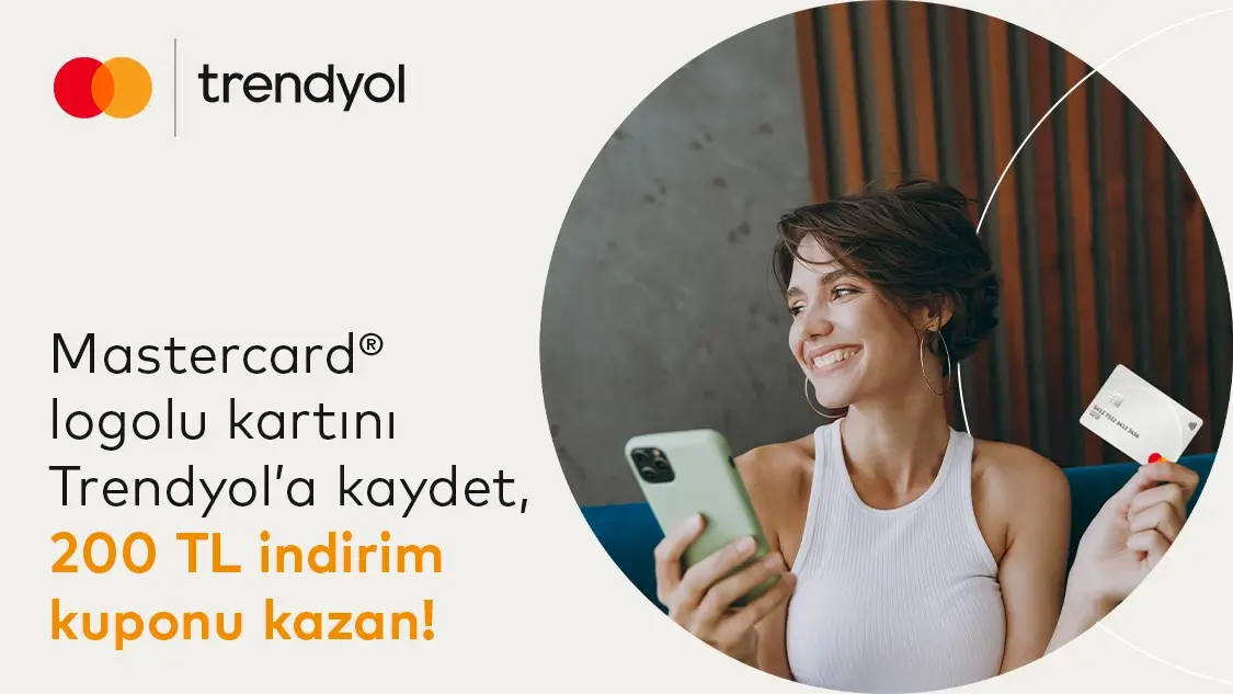 9 Eylül – 31 Ekim 2024 tarihleri arasında Mastercard logolu Yapı Kredi kartlarının Trendyol'da ilk kez kaydedilmesi halinde 200 TL Trendyol indirim kuponu hediye!