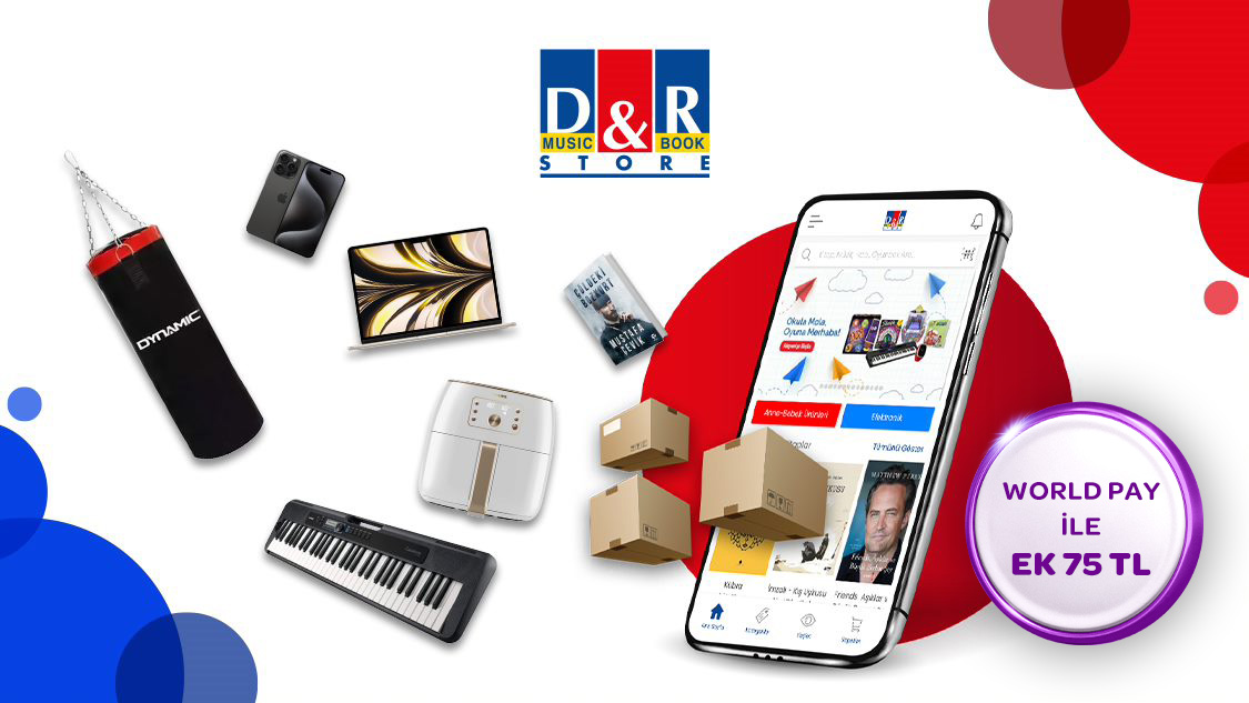 World’e özel tek seferde yapılacak 1.000 TL ve üzeri D&R alışverişlerinize 125 TL, World Pay ile ek 75 TL, toplam 200 TL D&R Puan fırsatını kaçırmayın! Üstelik 7 taksit!