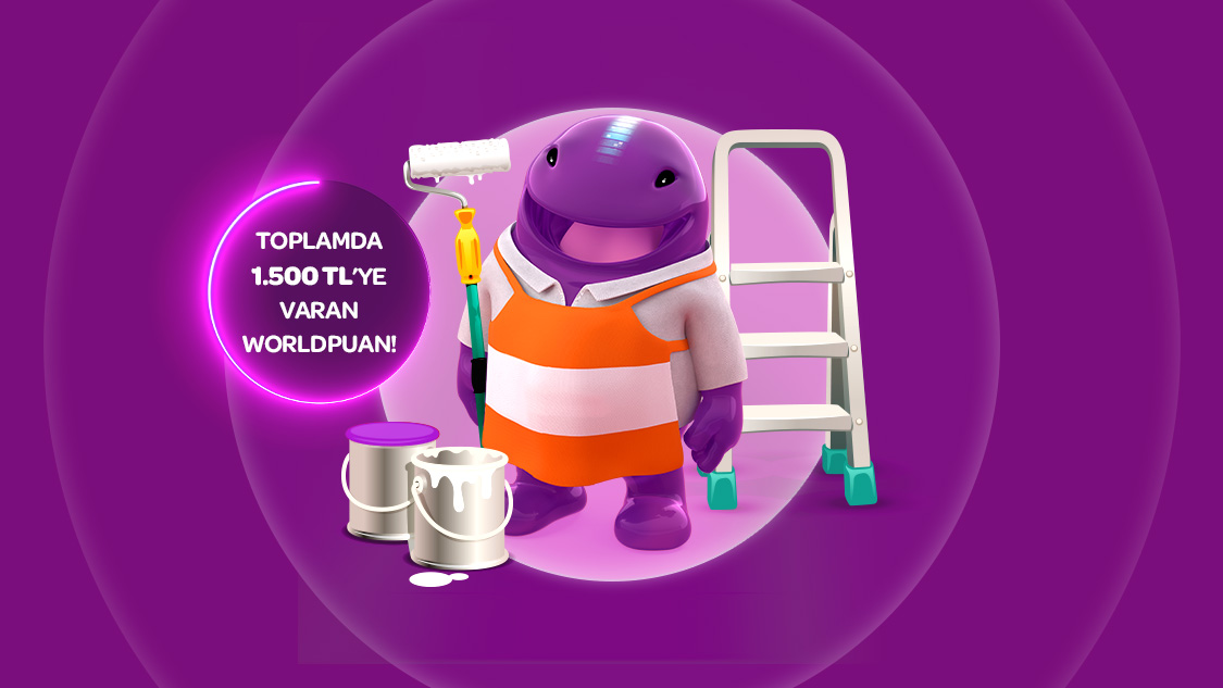 6 – 31 Ağustos tarihleri arasında yapı marketi sektöründe yapacağınız alışverişlerinize toplamda 1.500 TL’ye varan Worldpuan!