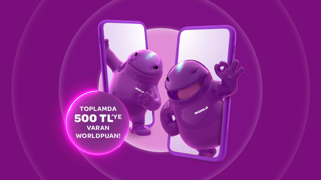 Arkadaşlarınızı World Mobil’e davet edin, World Mobil’li yaptığınız her arkadaşınız için 100 TL, toplam 500 TL Worldpuan kazanın! Üstelik World Mobil’li yaptığınız arkadaşınıza özel kampanya da World Mobil’den!