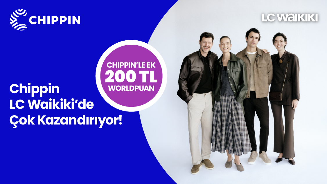 World’e özel LC Waikiki’den tek seferde yapılacak 2.000 TL ve üzeri alışverişe 500 TL, 4.000 TL ve üzeri alışverişe 1.000 TL değerinde Worldpuan! Üstelik Chippin uygulaması üzerinden LC Waikiki mağazalarından yapacağınız 2.000 TL ve üzeri alışverişe ek 100 TL, 4.000 TL ve üzeri alışverişe ek 200 TL değerinde Worldpuan!