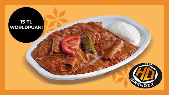 HD İskender’de tek seferde yapılacak 100 TL ve üzeri harcamanıza 15 TL Worldpuan!