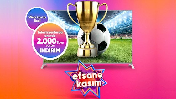 Visa logolu Yapı Kredi kartların ile Hepsiburada televizyon alışverişlerinde anında 2.000 TL'ye varan indirim!