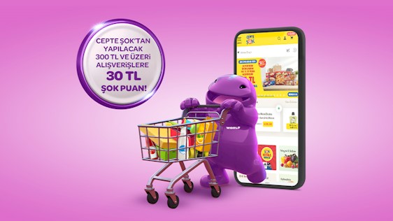 World Mobil’e özel Cepte Şok’tan yapılacak alışverişlere 30 TL Şok Puan!